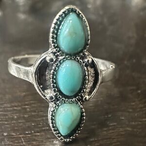 Silver Color  Turquoise Ring